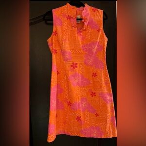 Lilly Pulitzer sneaky tiki Vibrant Orange and Pink Floral Dress